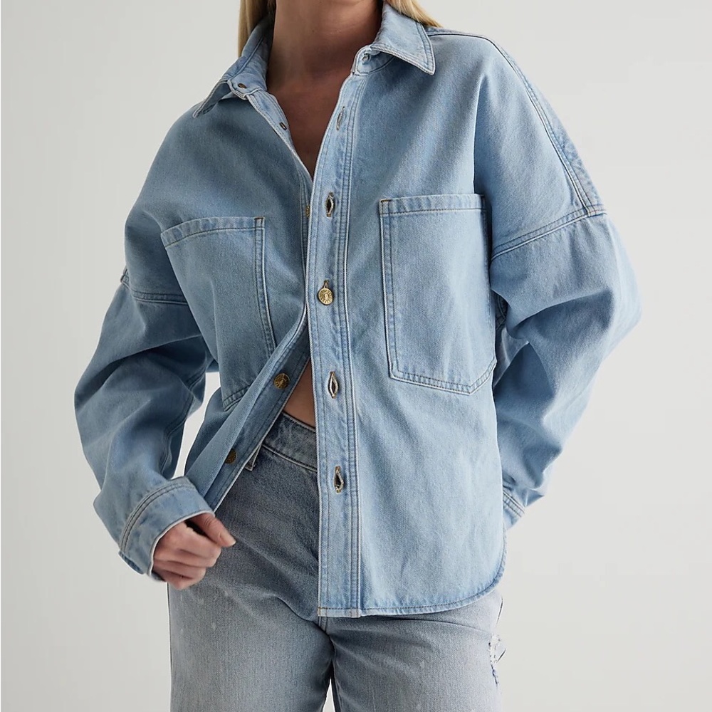 NWT Express Drop Shoulder Front Pocket Denim Shacket
